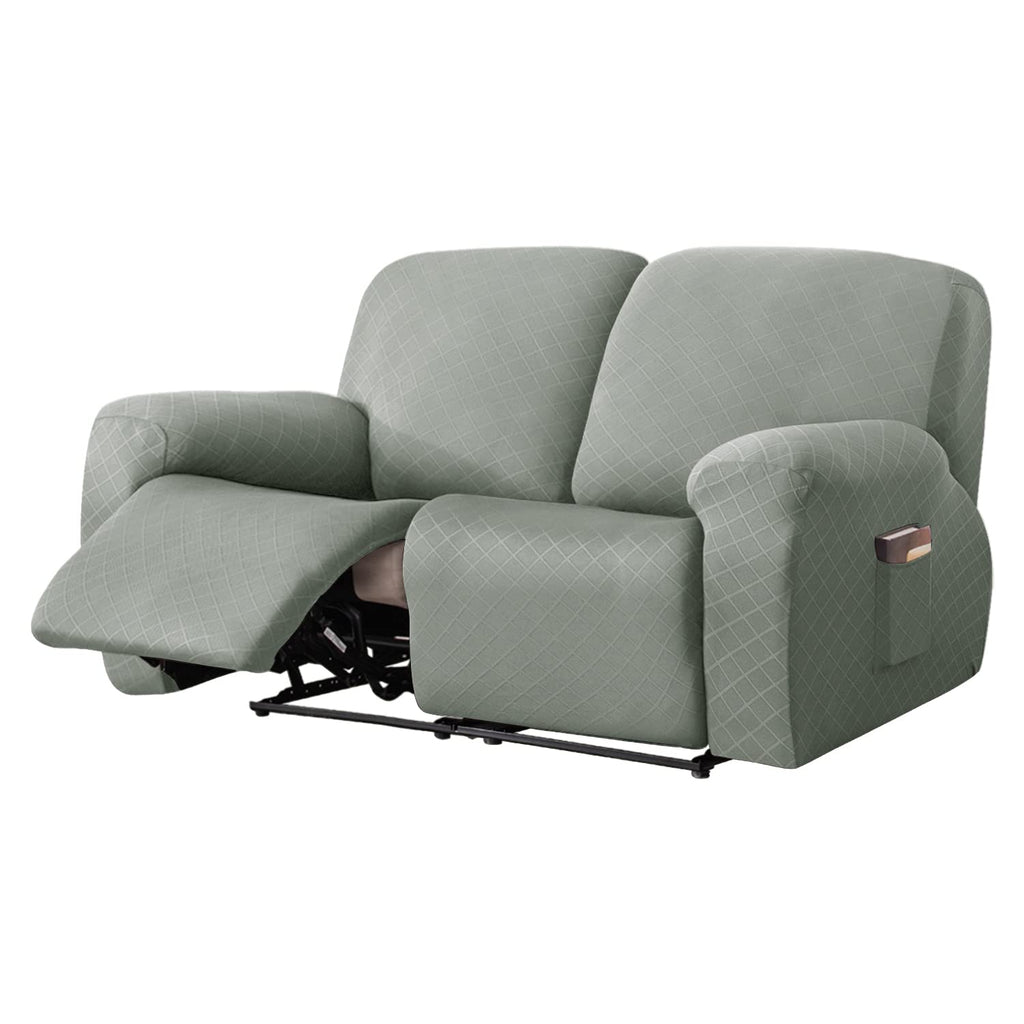 vctops Diamond Recliner Loveseat Slipcover 6-Pieces Stretch Dual Recliner Sofa Covers for 2 Seat Dual Reclining Loveseat Couch Soft Solid Furniture Protector (Dark Coffee,2 Seat)