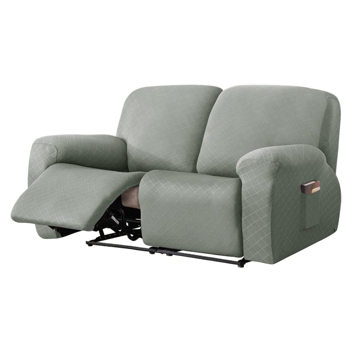 vctops Diamond Recliner Loveseat Slipcover 6-Pieces Stretch Dual Recliner Sofa Covers for 2 Seat Dual Reclining Loveseat Couch Soft Solid Furniture Protector (Dark Coffee,2 Seat)