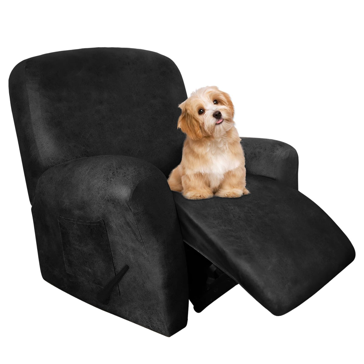 molasofa Leather Like Additional Recliner Console Cover for Reclining Loveseat Covers Stretch Jacquard Middle Consolefor Recliner Couch(Dark Brown)