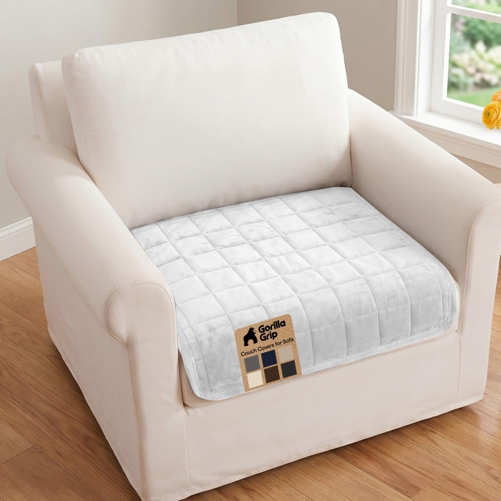 GORILLA GRIP Slip and Leak Resistant Plush Loveseat Cover, Brown