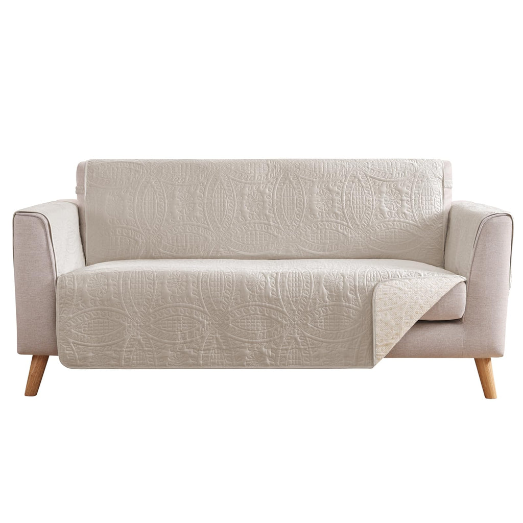 Beige Loveseat Covers for 2 Cushion Couch, Water-Repellent Quilted Covers for Sofa, Machine Washable Love Seat Couch Covers, Pet Friendly Loveseat Slipcovers (Loveseat 48", Beige Cream)