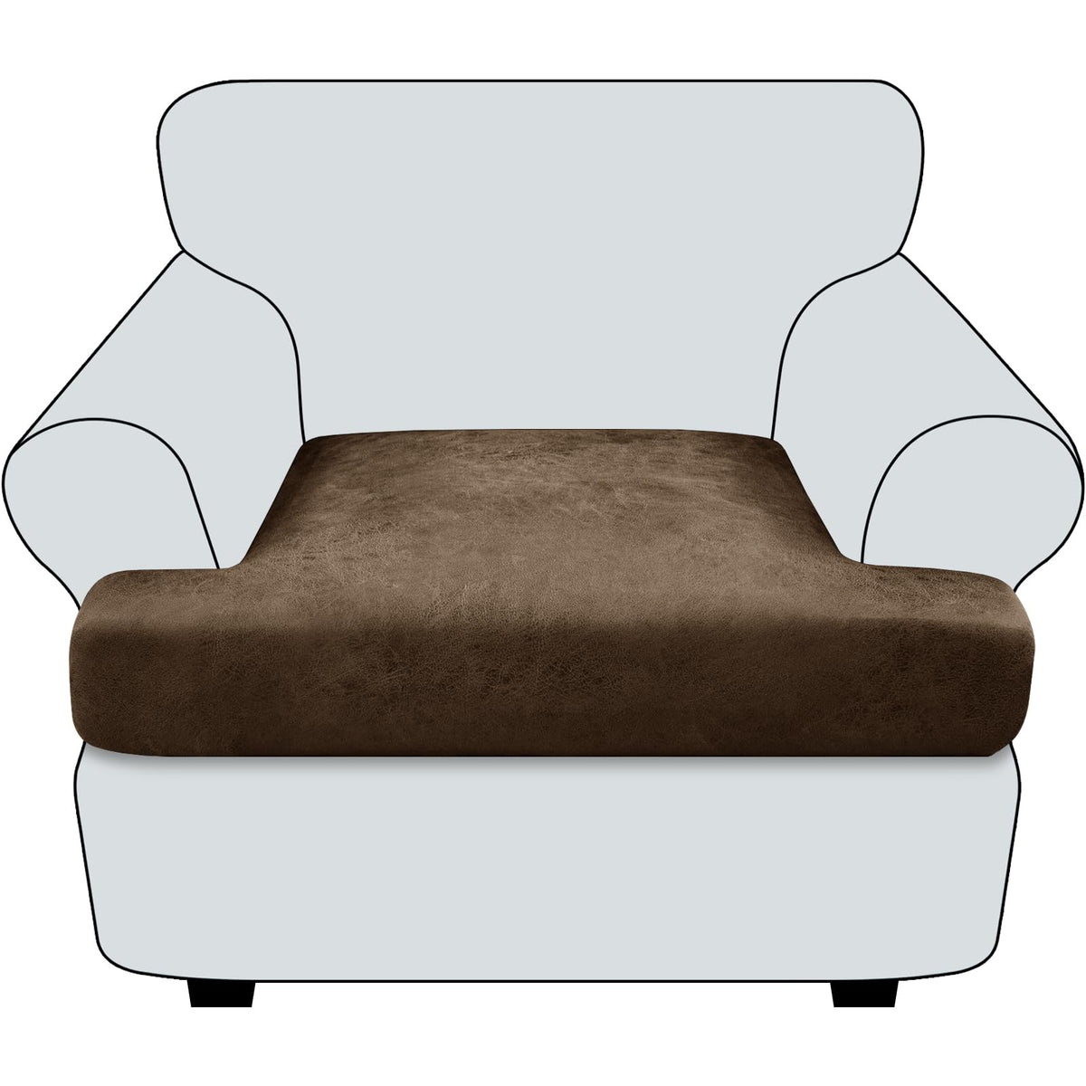 Loveseat Cushion Covers Leather-Look 2PC Stretch Love Seat Slipcover Sets for Living Room Individual Couch Seat Protector, Pet-Friendly, Non-Slip, Easy Fit - Coffee