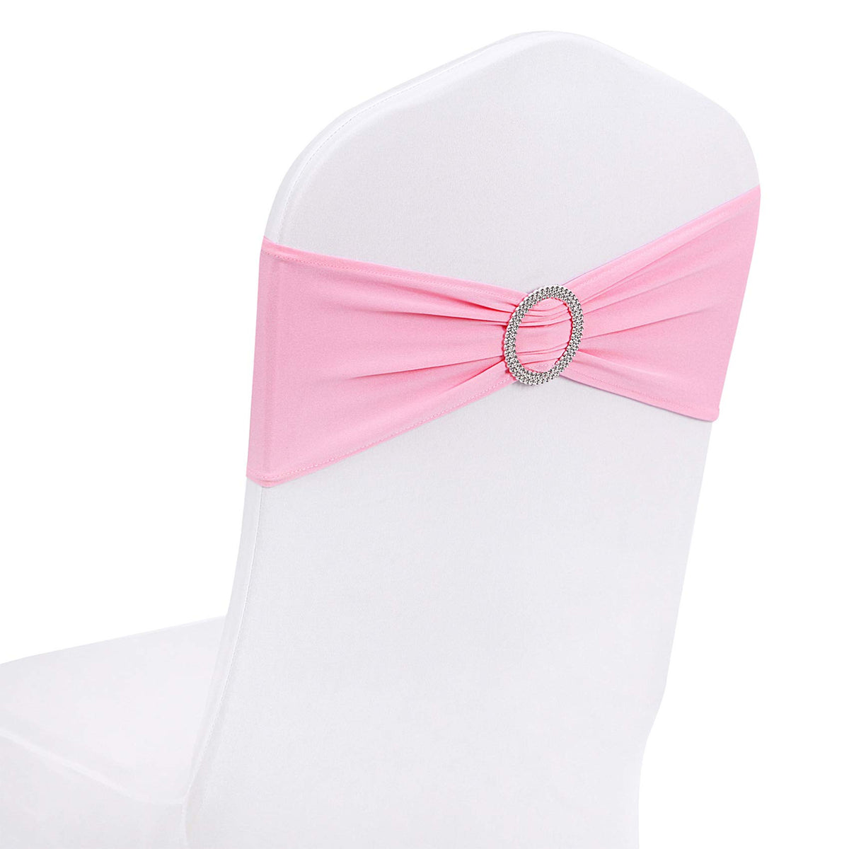 Peomeise 50pcs Fuchsia Spandex Chair Sashes with Buckle Slider for Wedding, Party Decoration
