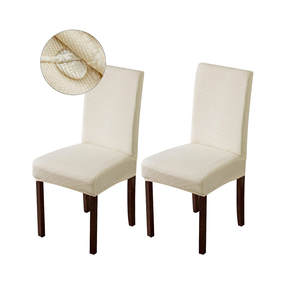 Genina Waterproof Chair Covers for Dining Room Dining Chair Covers Kitchen Parsons Chair Cover (Beige, 4 PCS)