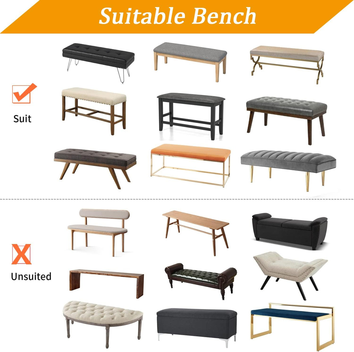 Fuloon Stretch Jacquard Dining Bench Cover - Anti-Dust Removable Bench Slipcover Washable Seat Cushion Protector for Bedroom, Kitchen, Hotel, Banquet (Beige)
