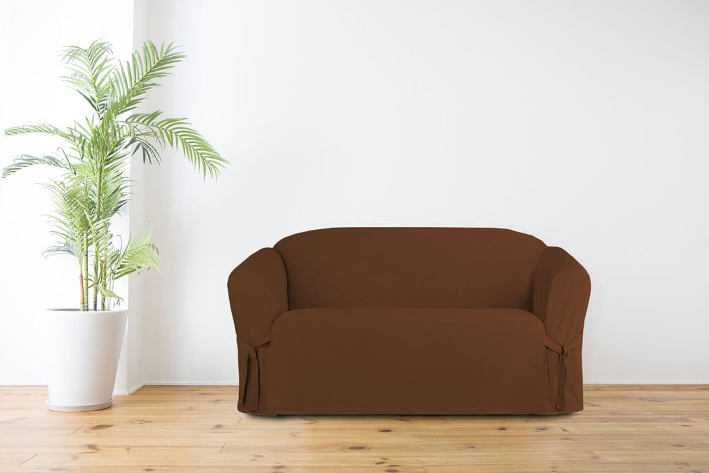Linen Store Microsuede Slipcover Furniture Protector Cover, Perfect for Pets, Brown, Loveseat