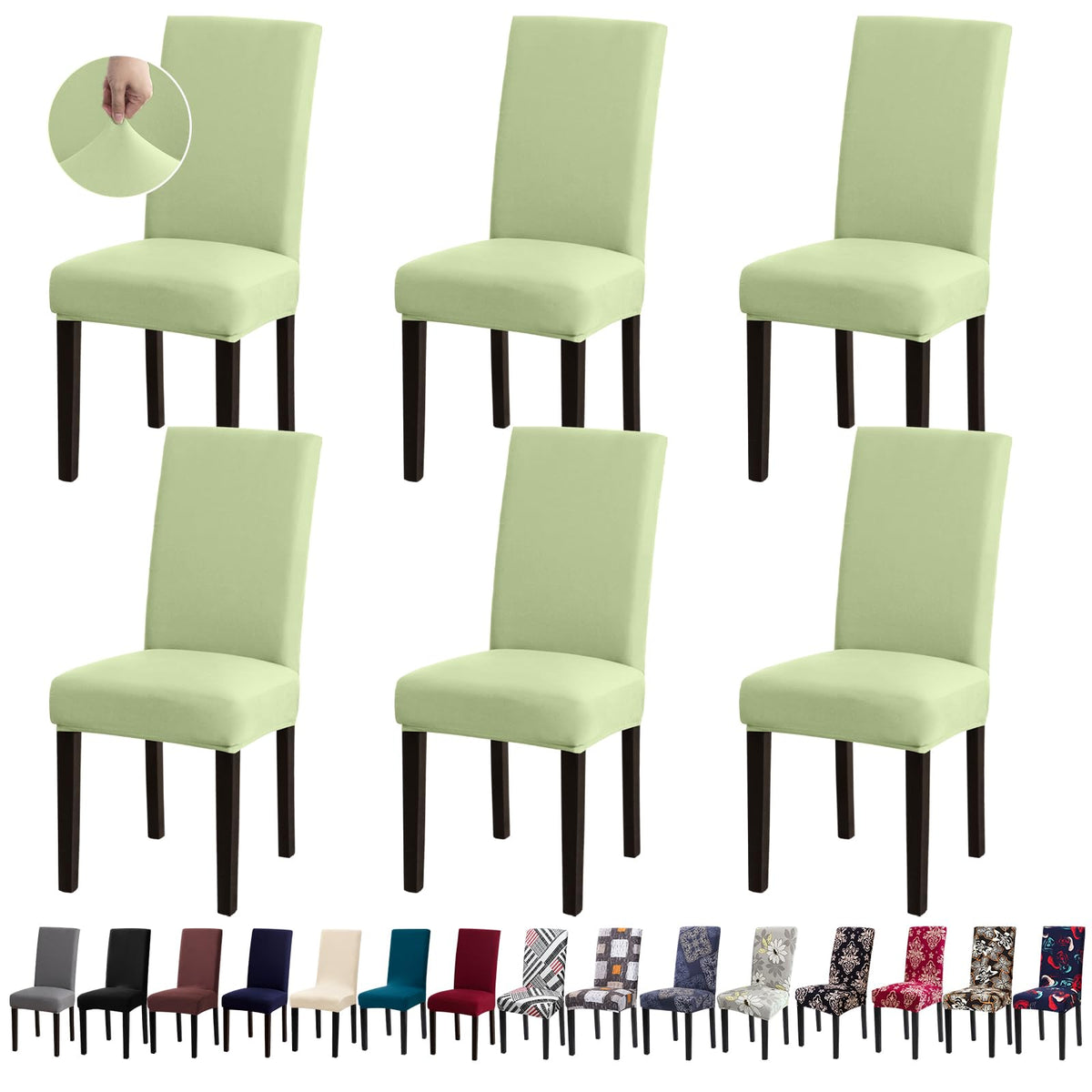 Chair Covers, Stretch Dining Room Chair Covers Set of 6, Removable Washable Dining Chair Slipcovers for Home, Hotel, Banquet
