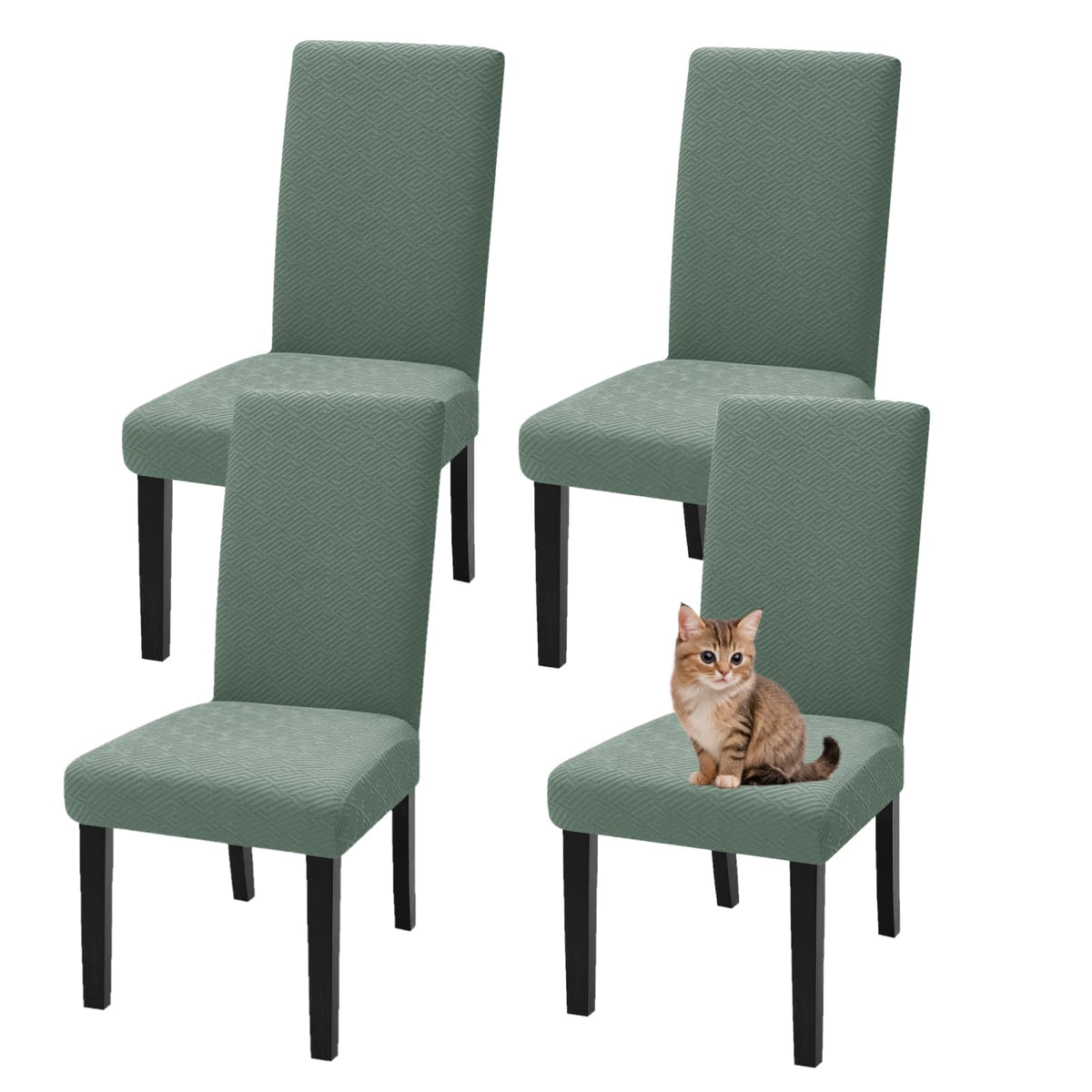 YEMYHOM 2 Packs Latest Checkered Dining Chair Slipcover Parsons Chair Furniture Protector Stretch Chair Covers for Dining Room, Restaurant, Kitchen, Party (Light Gray)