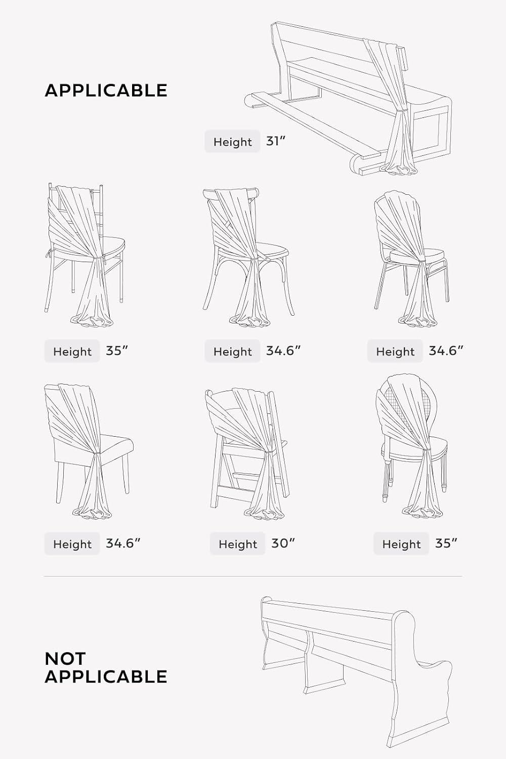 Ling's moment Chair Sashes Wedding Aisle Decorations Sage Milky Green 16pcs
