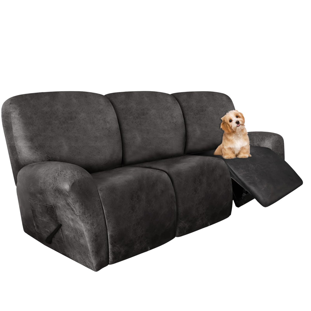 molasofa Leather Like Additional Recliner Console Cover for Reclining Loveseat Covers Stretch Jacquard Middle Consolefor Recliner Couch(Dark Brown)