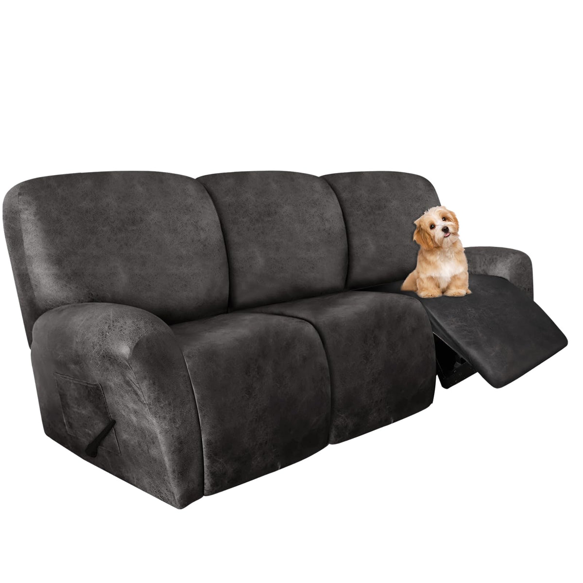 molasofa Leather Like Additional Recliner Console Cover for Reclining Loveseat Covers Stretch Jacquard Middle Consolefor Recliner Couch(Dark Brown)