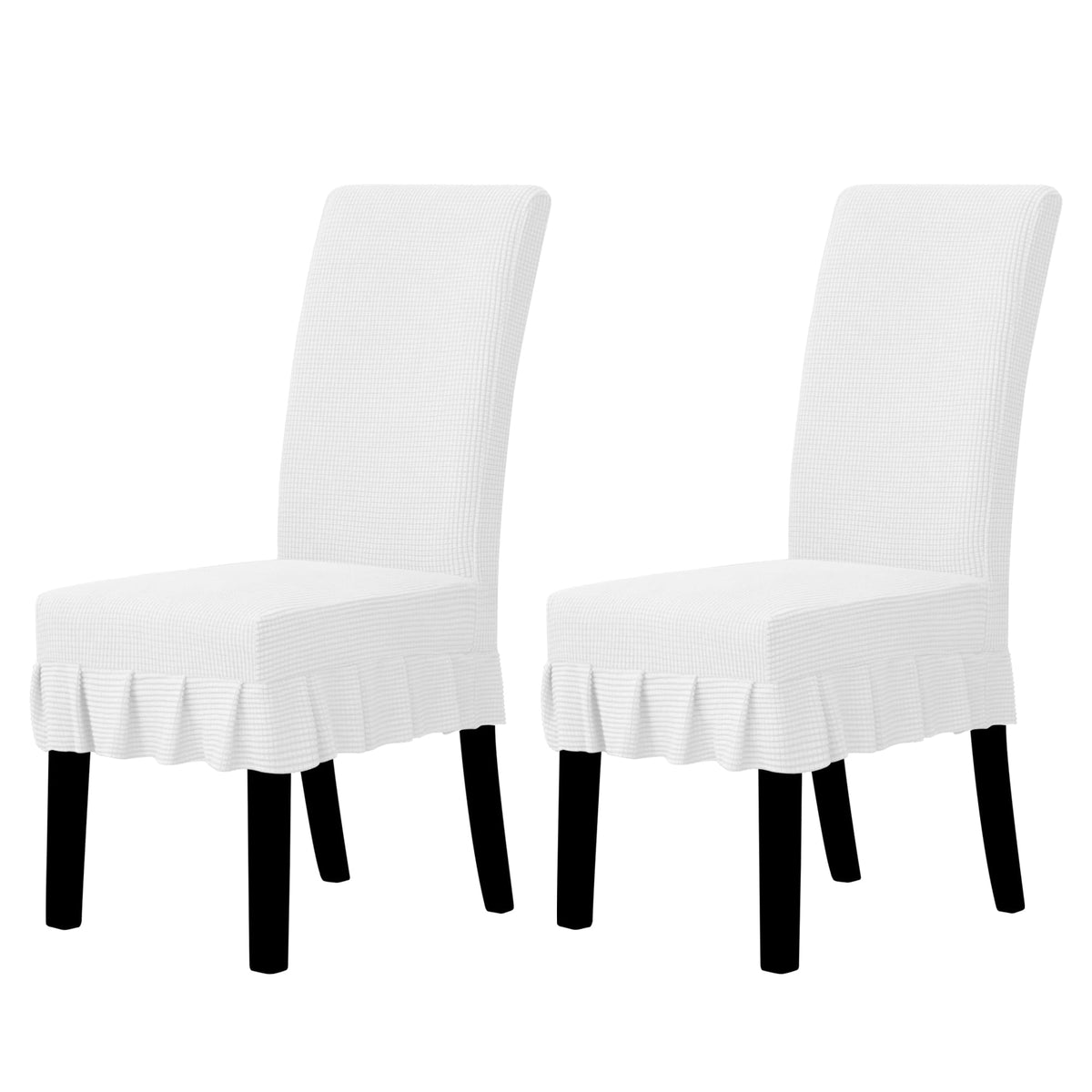 Easy-Going 2 PCS Stretch Dining Room Chair Covers with Skirt, Light Gray