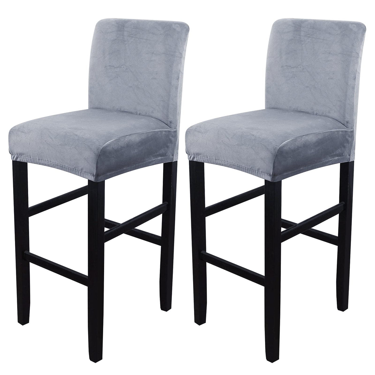 SearchI Bar Stool Covers Set of 4, Stretch Washable Barstool Seat Covers, Counter Height Chair Covers for Kitchen Dining Room Cafe (Beige Linen-Look Print)