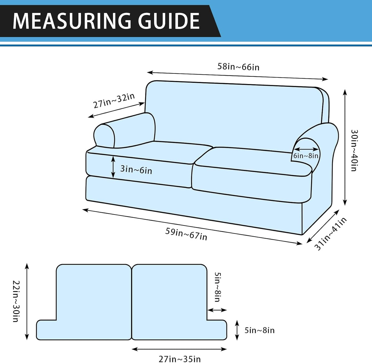 3-Pieces T Cushion Loveseat Slipcovers Leather Look Couch Cover Loveseat Covers for 2 Cushion Couch Furniture Protector Stretch Sofa Cover with 2 Individual T Cushion Seat Covers, Brown
