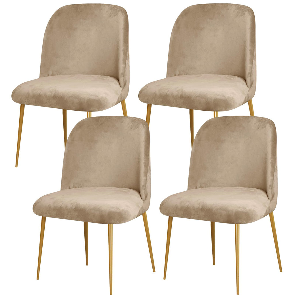 Gollense Curved Back Chair Covers for Dining Room, Mid Century Modern Chair Slipcovers, Semi Circle Back Chair Seat Protector for Kitchen Living Room (4, Beige)