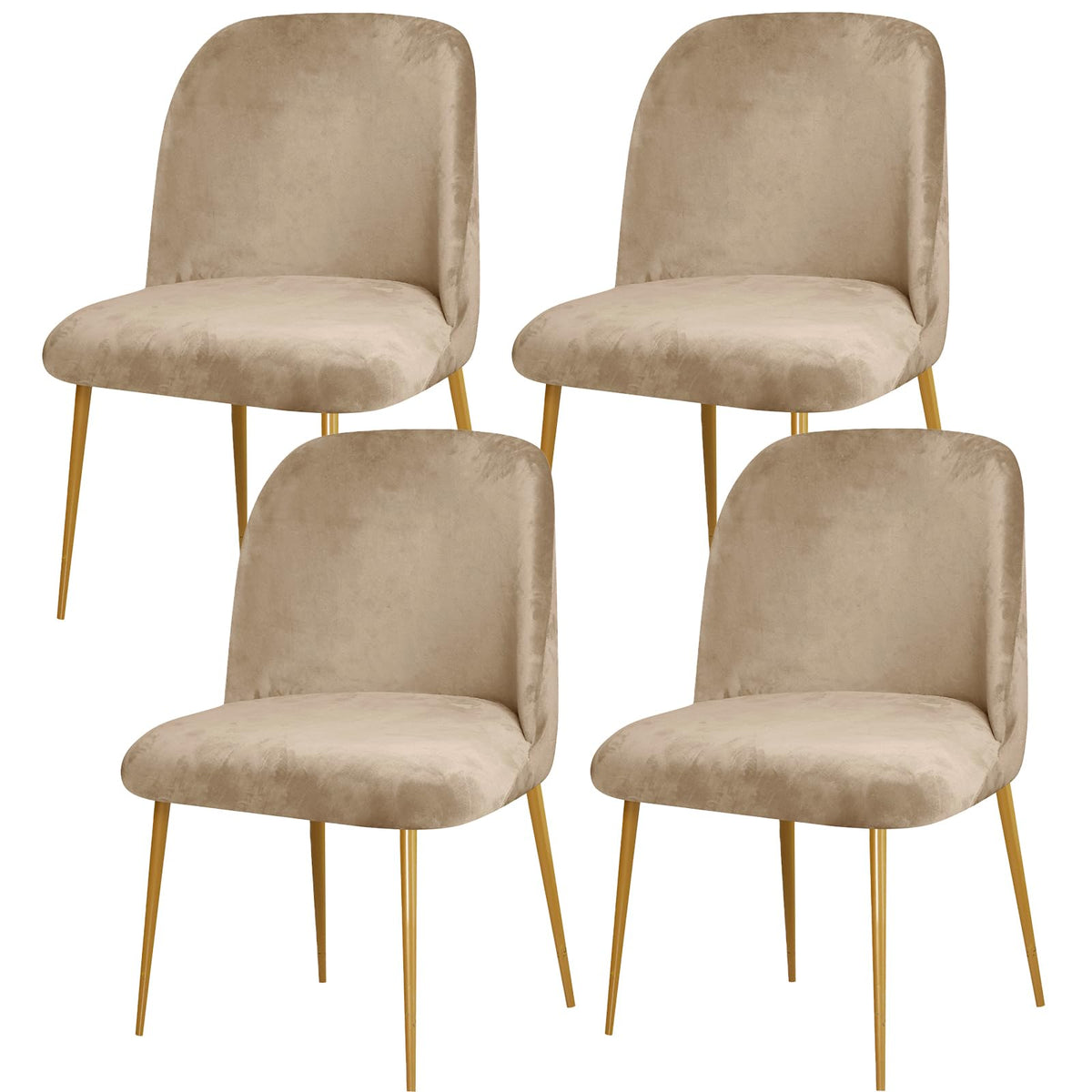 Gollense Curved Back Chair Covers for Dining Room, Mid Century Modern Chair Slipcovers, Semi Circle Back Chair Seat Protector for Kitchen Living Room (4, Beige)