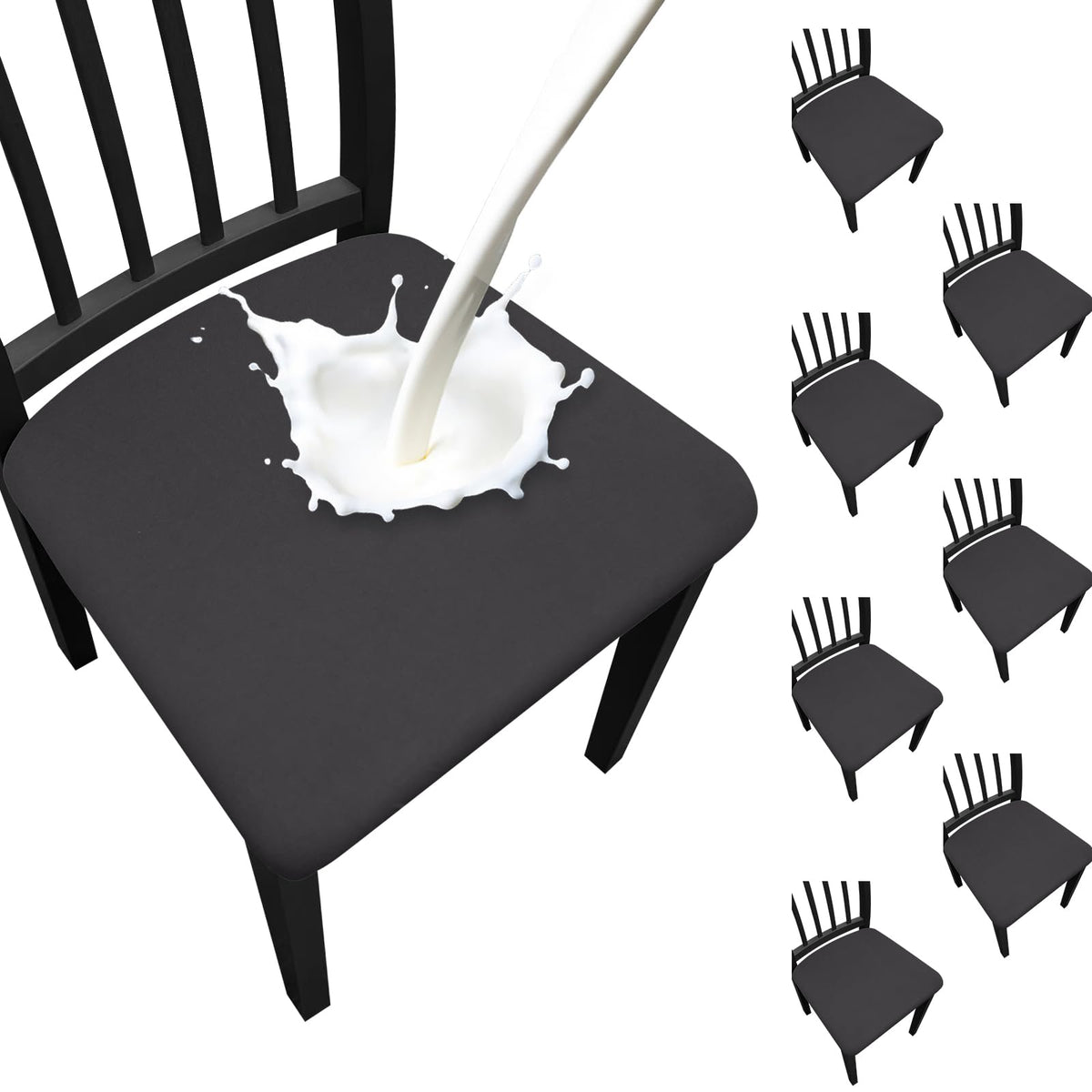 Waterproof Dining Chair Seat Covers Set of 6, Stretch Removable Dining Room Seat Covers for Dining Chairs, Kitchen, Hotel, Party
