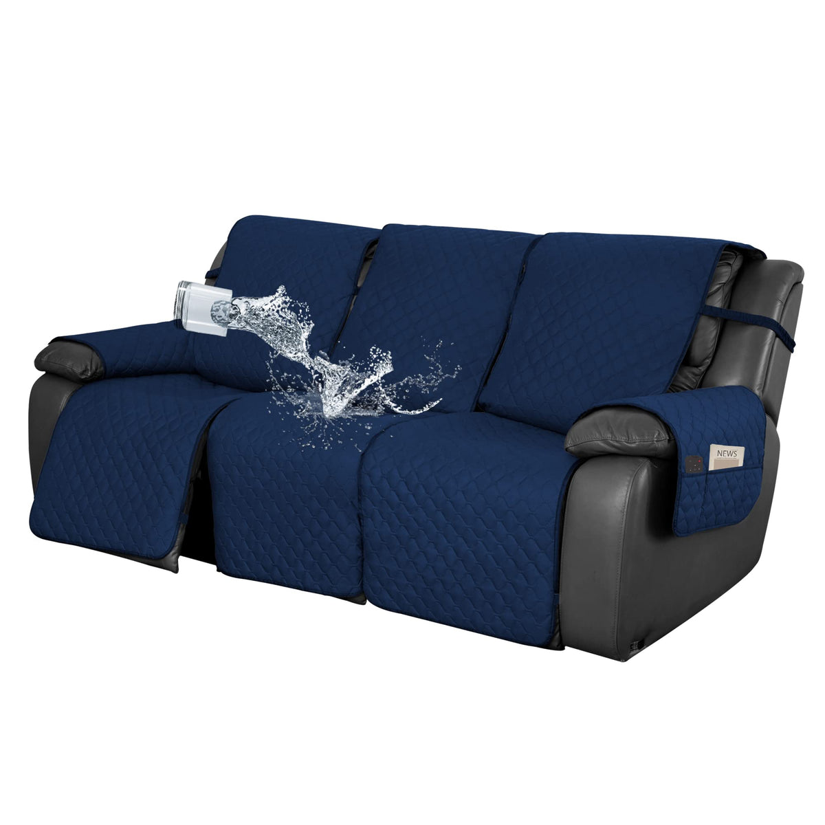 Easy-Going Waterproof Recliner Loveseat Sofa Cover with Pocket, 1-Piece Reversible Couch Cover for 2 Seat Recliner, Protector with Elastic Straps for Pets(Recliner Loveseat, Gray/Light Gray)