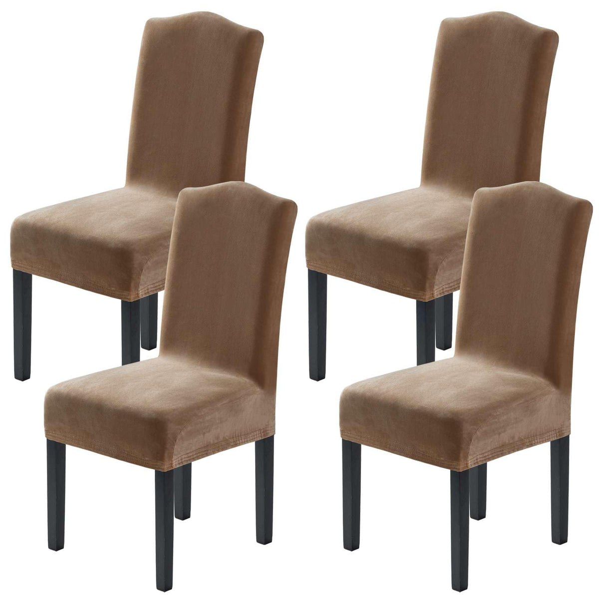 H.VERSAILTEX Dining Chair Covers Velvet Stretch Chair Covers for Dining Room Set of 6 Parson Chair Slipcovers Chair Protectors Covers, Soft Thick Solid Velvet Fabric Washable, Ivory