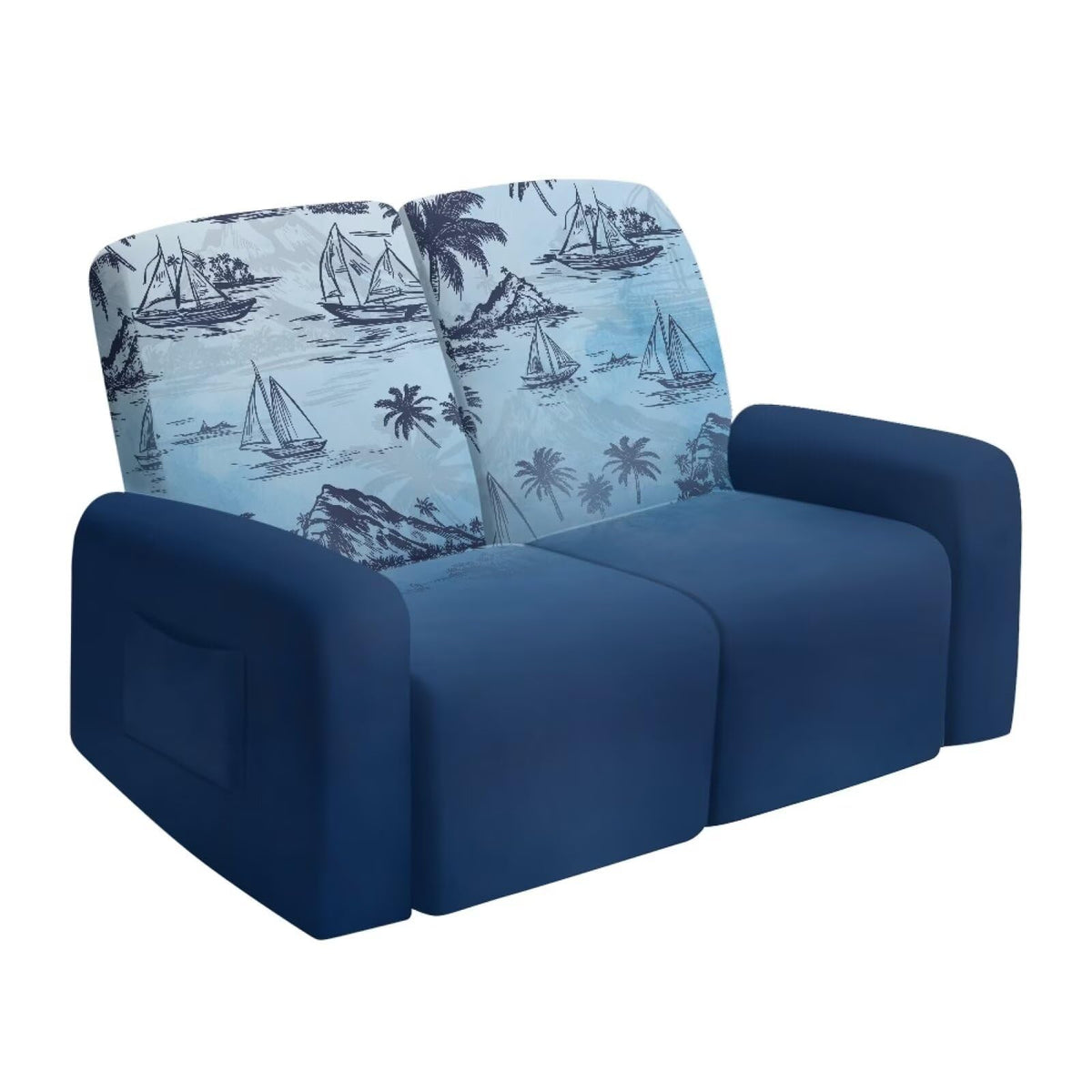6 Pieces Stretch Recliner Loveseat Covers, Mid-Century Modern Geometric Washable Slipcovers Soft Furniture Protectors with Elastic Bottom for Kids and Pets 2 Seater