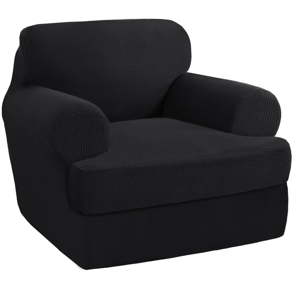 PrinceDeco T Cushion Loveseat Slipcover - 3 Pieces Sofa Cover for 2 Cushion Couch with 2 Individual T Shape Seat Covers Width Up to 76 Inch - Stretch, Machine Washable, Porcelain