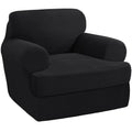 PrinceDeco T Cushion Loveseat Slipcover - 3 Pieces Sofa Cover for 2 Cushion Couch with 2 Individual T Shape Seat Covers Width Up to 76 Inch - Stretch, Machine Washable, Porcelain