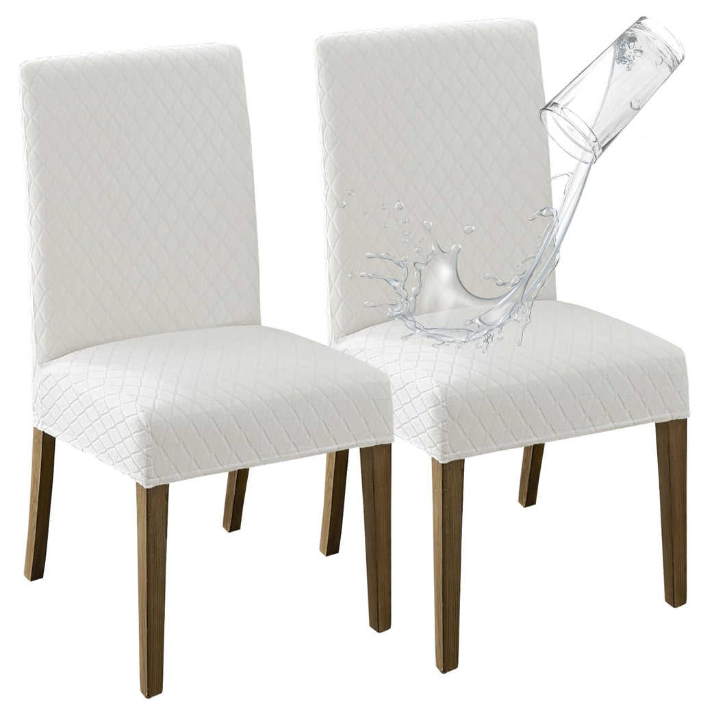 MOSAYT 100% Waterproof Dining Room Chair Covers Set of 4, Beige