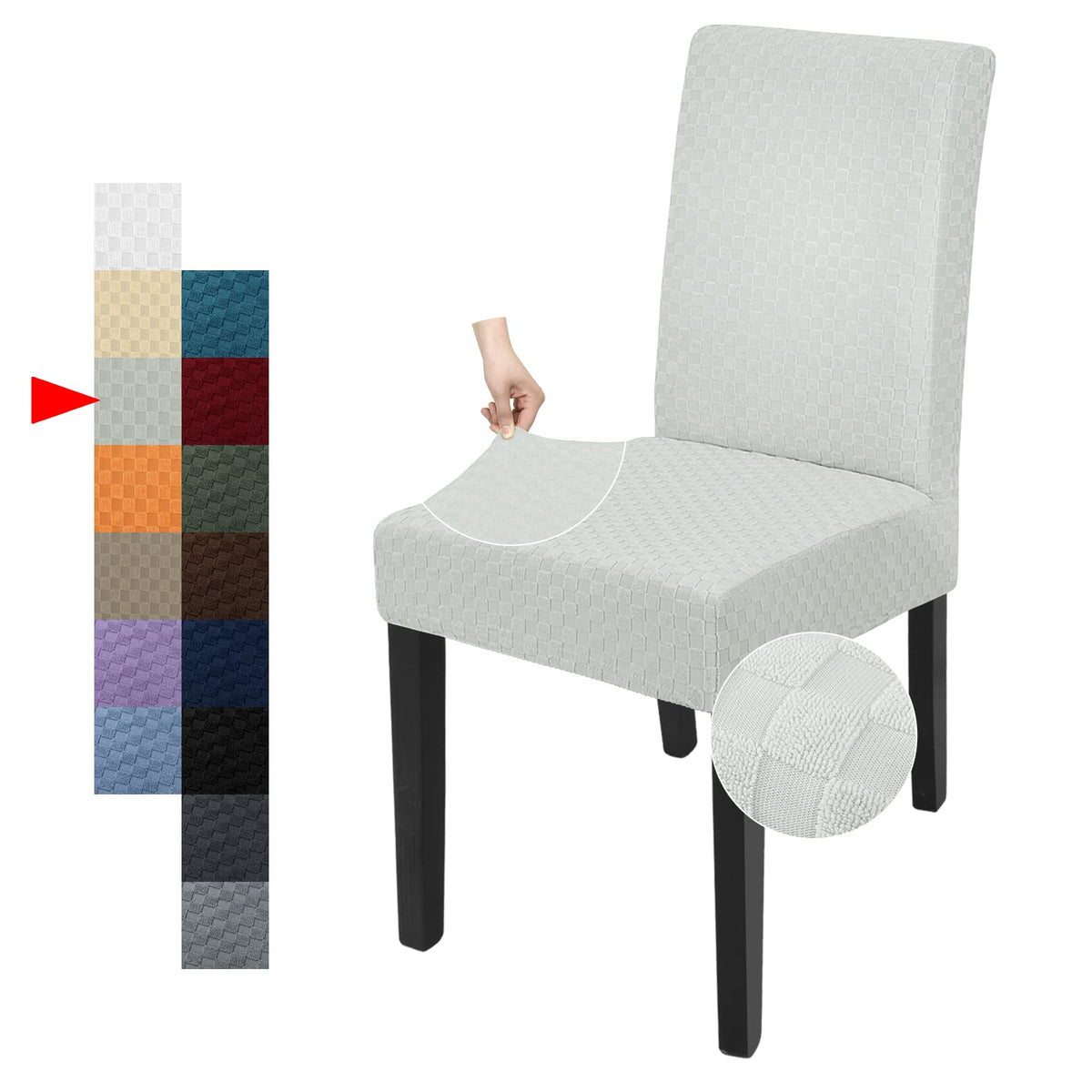 YEMYHOM 2 Packs Latest Checkered Dining Chair Slipcover Parsons Chair Furniture Protector Stretch Chair Covers for Dining Room, Restaurant, Kitchen, Party (Light Gray)