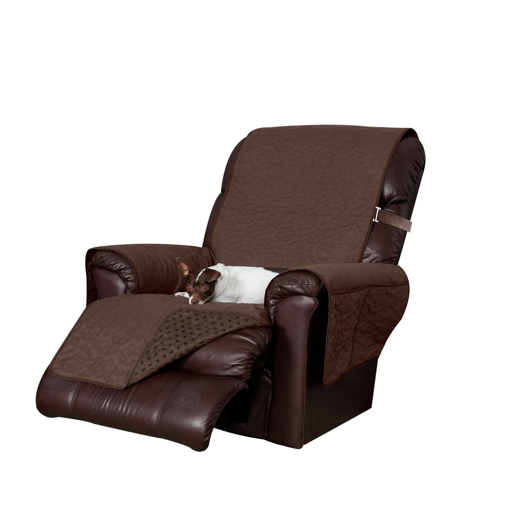 Furhaven Waterproof & Non-Slip Loveseat Cover Protector for Dogs, Cats, & Children - Quilted Paw Print Living Room Furniture Cover - Espresso, Loveseat