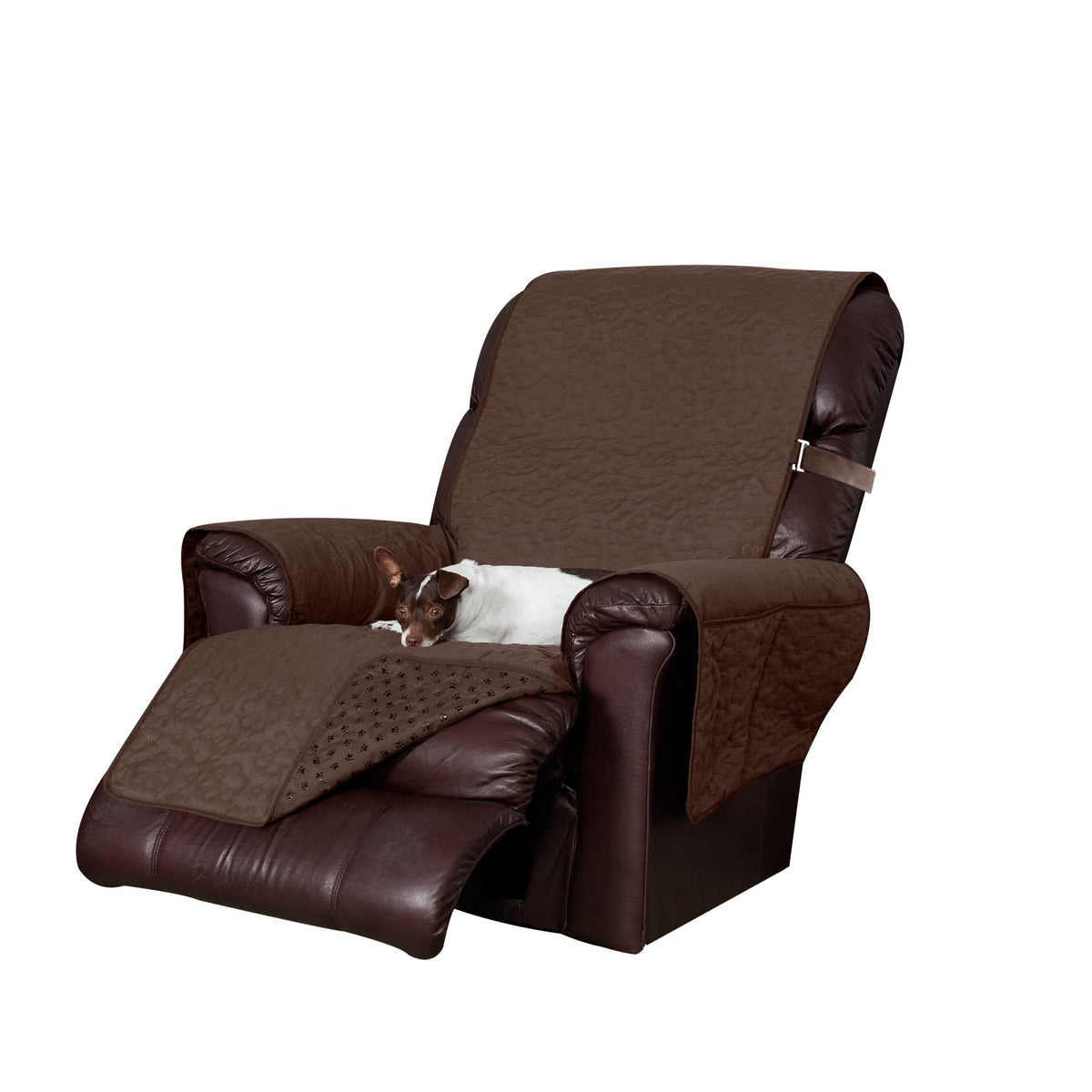 Furhaven Waterproof & Non-Slip Loveseat Cover Protector for Dogs, Cats, & Children - Quilted Paw Print Living Room Furniture Cover - Espresso, Loveseat