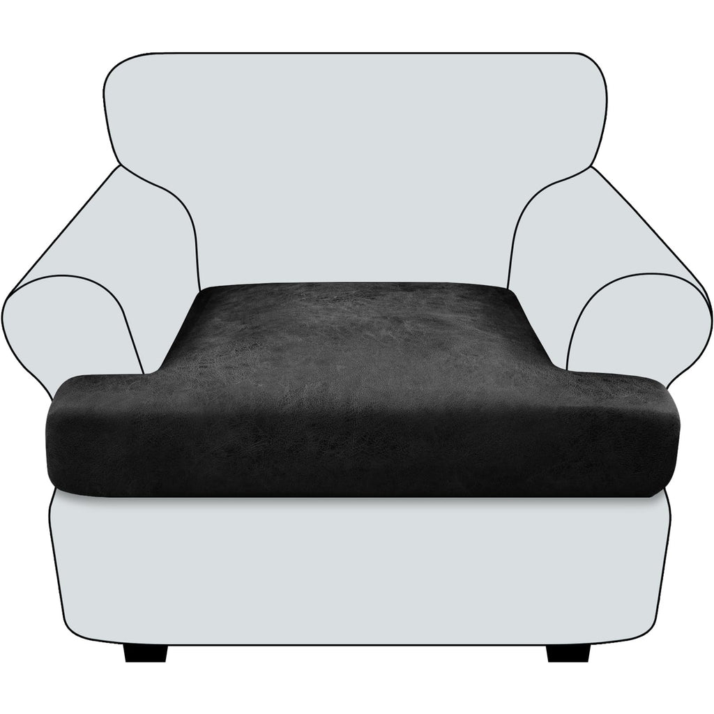 Loveseat Cushion Covers Leather-Look 2PC Stretch Love Seat Slipcover Sets for Living Room Individual Couch Seat Protector, Pet-Friendly, Non-Slip, Easy Fit - Coffee