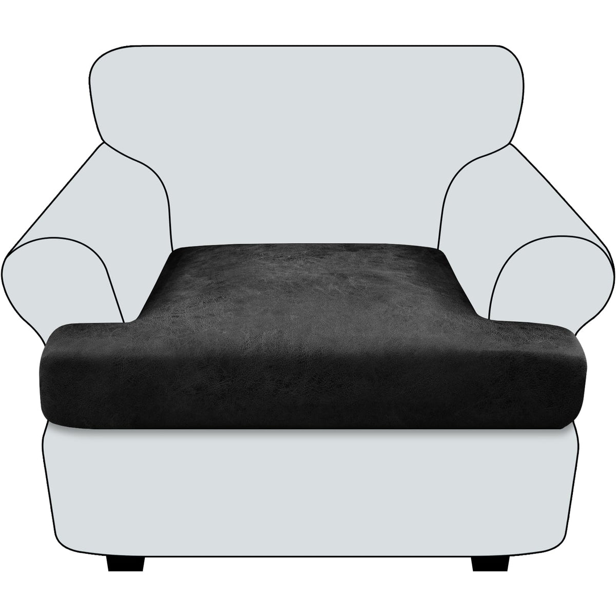 Loveseat Cushion Covers Leather-Look 2PC Stretch Love Seat Slipcover Sets for Living Room Individual Couch Seat Protector, Pet-Friendly, Non-Slip, Easy Fit - Coffee