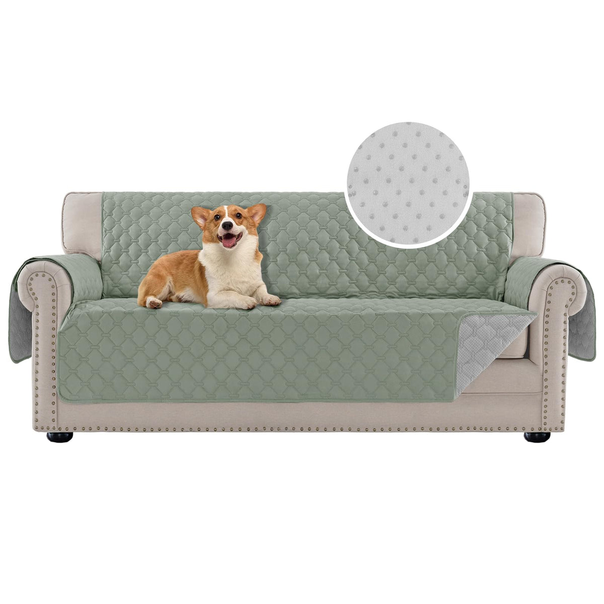 PrinceDeco Love Seat Couch Covers for Dogs Quilted Loveseat Cover Furniture Protector Non-Slip Rubber Backing Water Resistant for 2 Cushion Couch Seat Width to 48"(Loveseat, Brown)