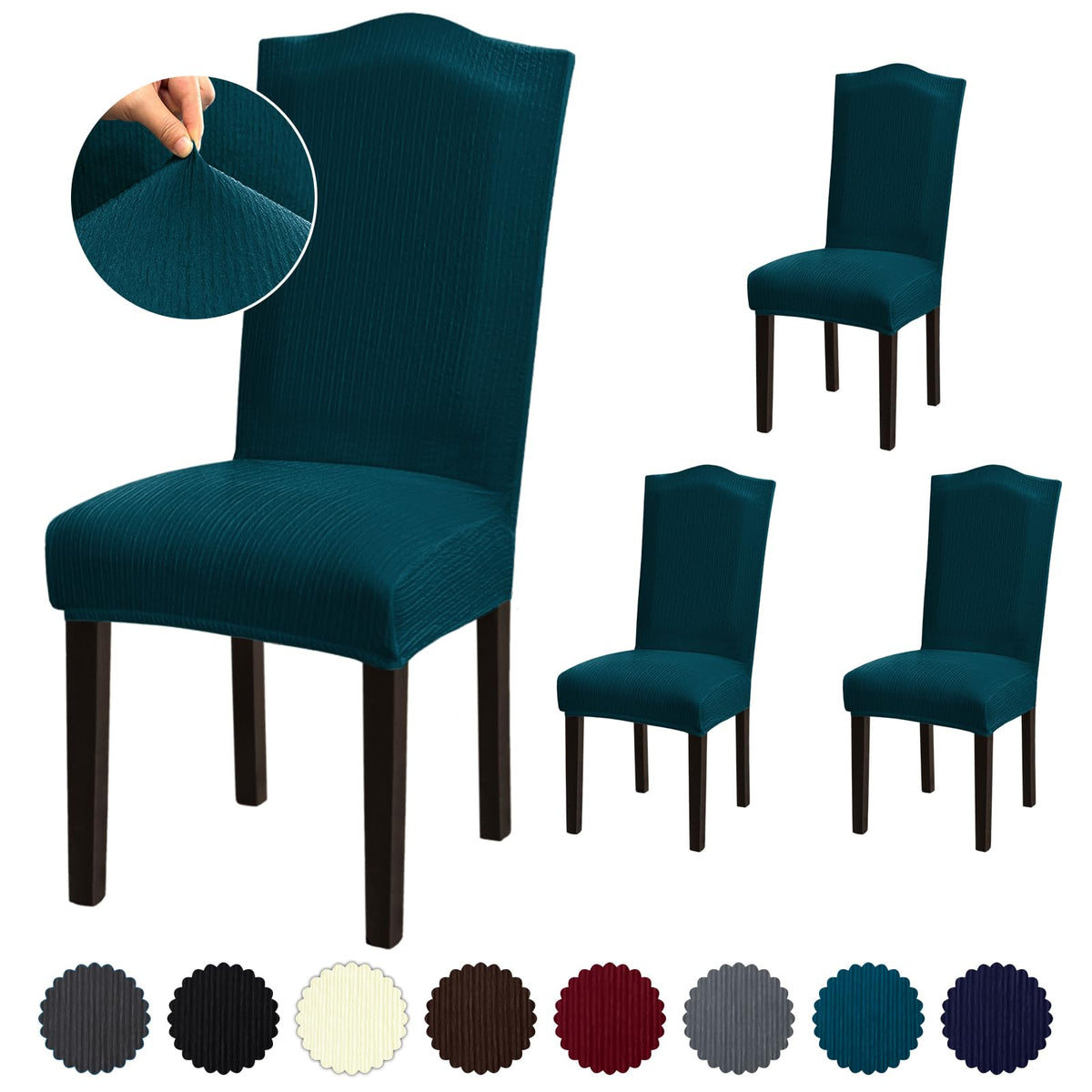 Stretch Dining Room Chair Covers Set of 6, Removable Washable Chair Covers for Dining Chairs,Dining Room, Hotel, Ceremony