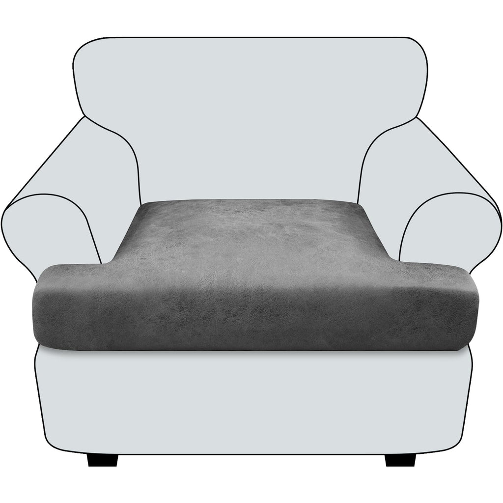 Loveseat Cushion Covers Leather-Look 2PC Stretch Love Seat Slipcover Sets for Living Room Individual Couch Seat Protector, Pet-Friendly, Non-Slip, Easy Fit - Coffee