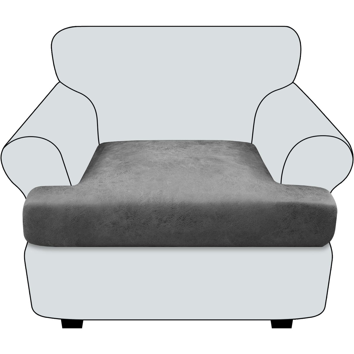 Loveseat Cushion Covers Leather-Look 2PC Stretch Love Seat Slipcover Sets for Living Room Individual Couch Seat Protector, Pet-Friendly, Non-Slip, Easy Fit - Coffee