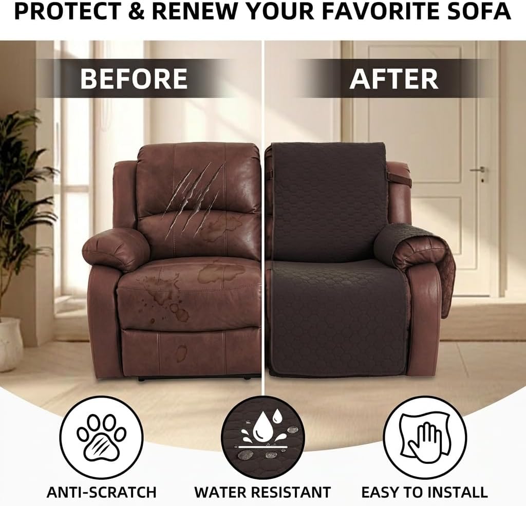 2 Seater Loveseat Recliner Covers, Chocolate