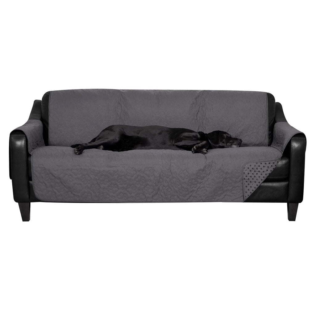 Furhaven Waterproof & Non-Slip Loveseat Cover Protector for Dogs, Cats, & Children - Quilted Paw Print Living Room Furniture Cover - Espresso, Loveseat