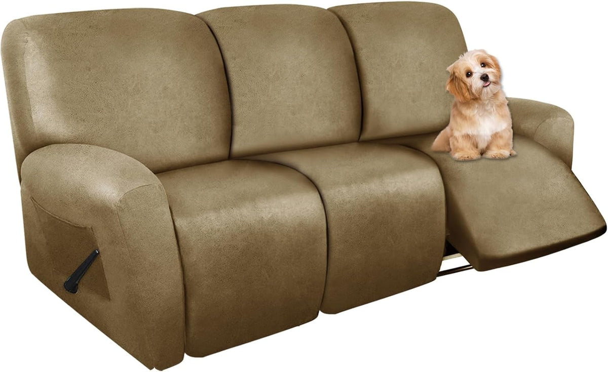 molasofa Leather Like Additional Recliner Console Cover for Reclining Loveseat Covers Stretch Jacquard Middle Consolefor Recliner Couch(Dark Brown)