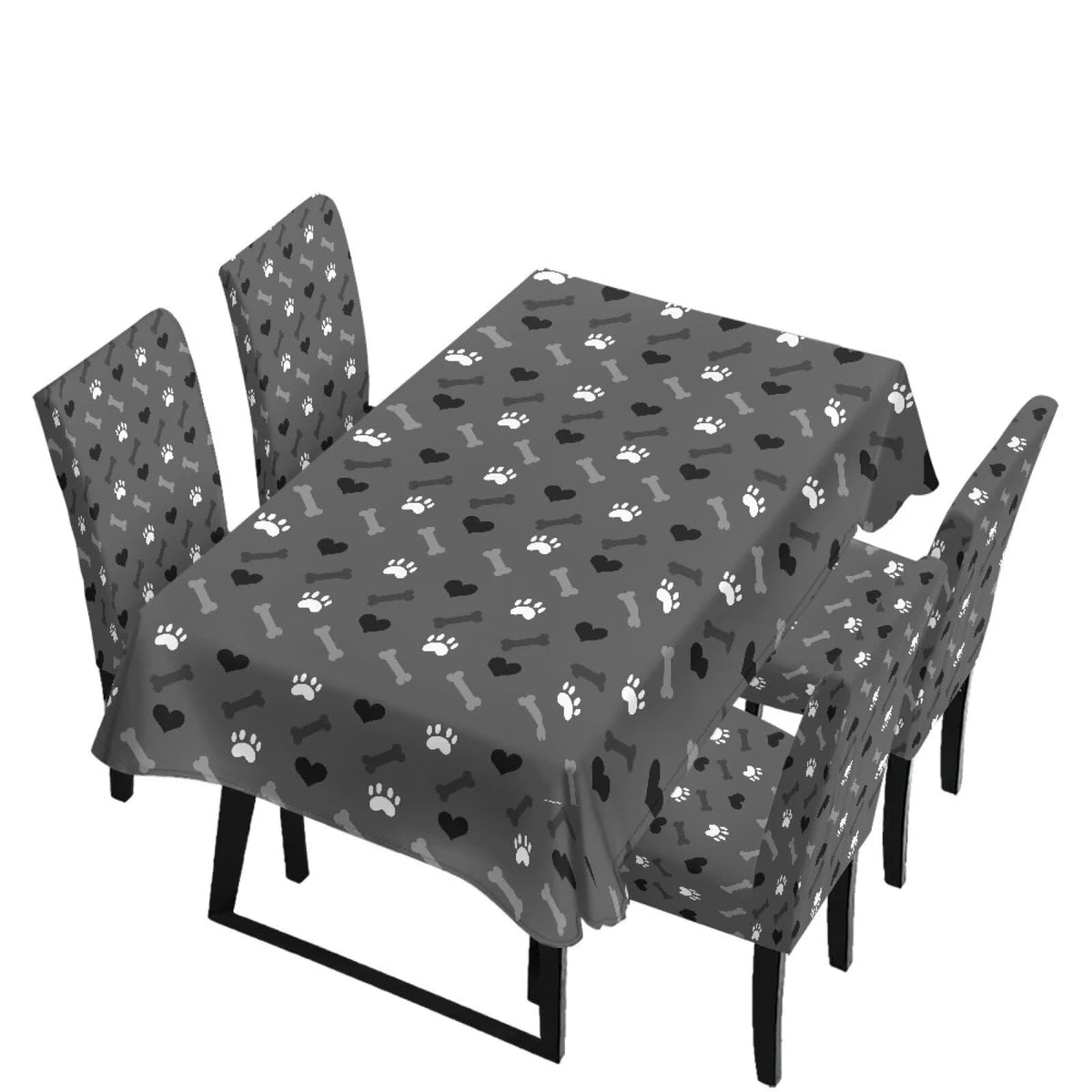 Fall Pumpkin Rectangular Table Cloth & Dining Chair Covers Set of 7, Stain Resistant Wipeable Chair Protectors for Farmhouse Rustic Home Kitchen Party Decor