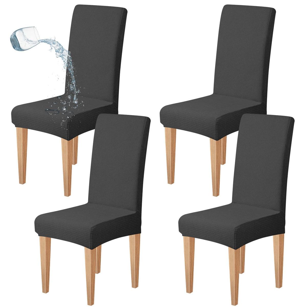 Dioxide Waterproof Chair Covers for Dining Chairs, Stretch Dining Chair Covers Set of 6, Parson Chair Slipcovers, Washable Kitchen Chairs Seat Covers Protectors for Home Restaurant Banquet - Beige