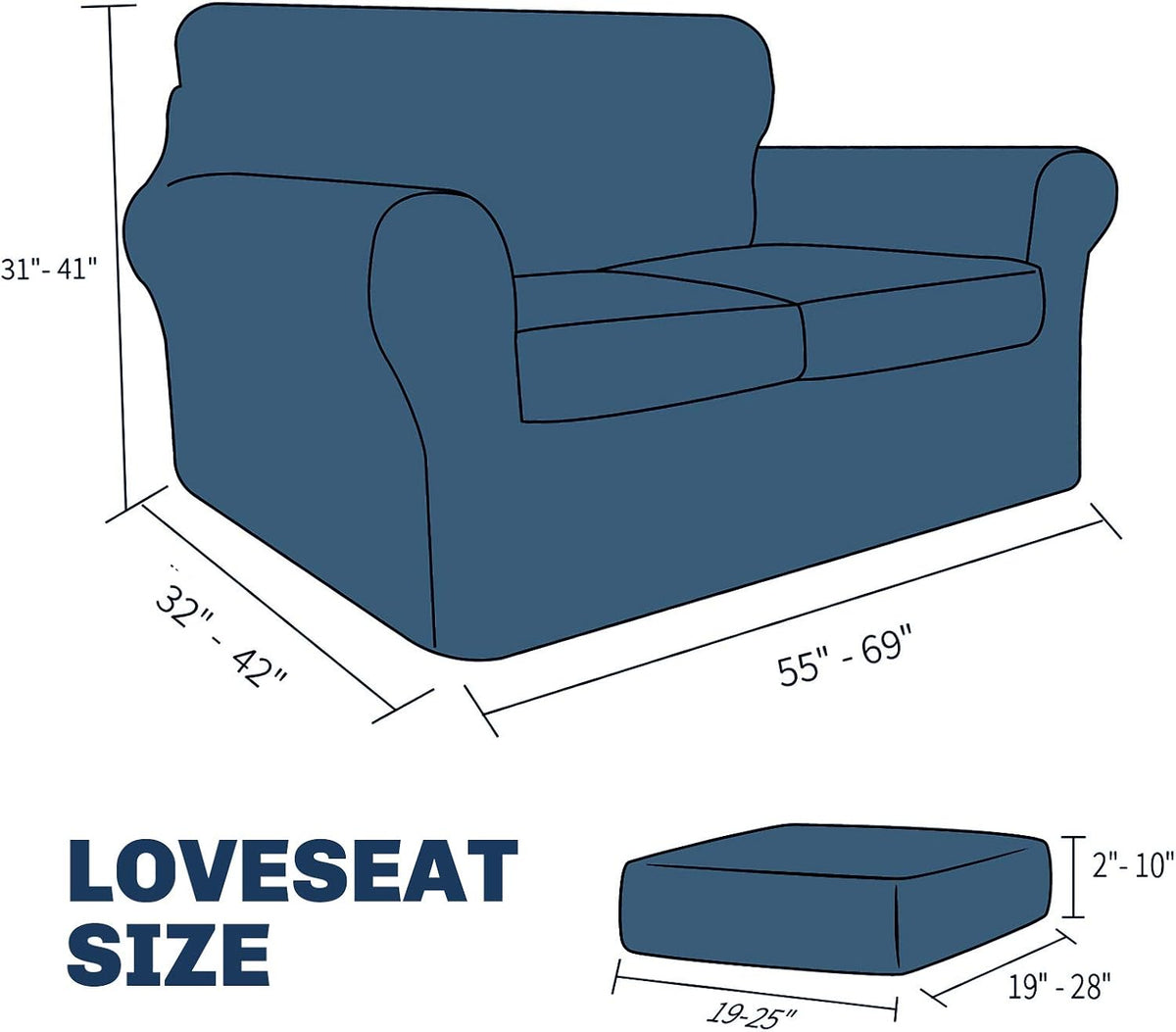 JIVINER 3 Pieces Stretch Couch Covers for 2 Cushion Couch Fitted Thick Loveseat Sofa Slipcover with 2 Seat Cushion Covers for Living Room Pet Dogs (Loveseat, Off White)