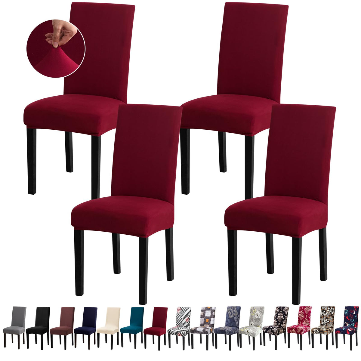 Chair Covers, Stretch Dining Room Chair Covers Set of 6, Removable Washable Dining Chair Slipcovers for Home, Hotel, Banquet