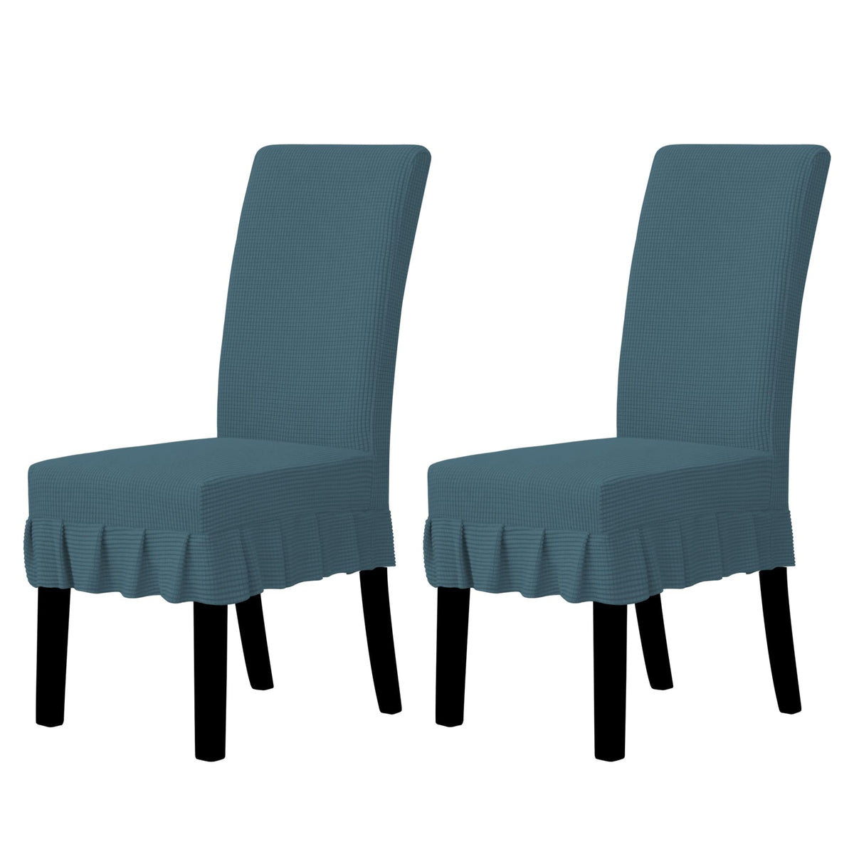 Easy-Going 2 PCS Stretch Dining Room Chair Covers with Skirt, Light Gray