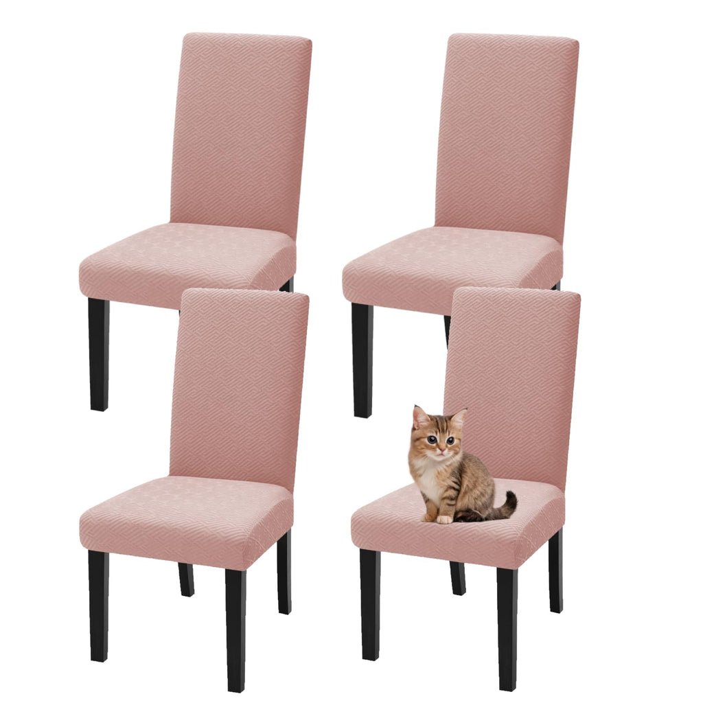 YEMYHOM 2 Packs Latest Checkered Dining Chair Slipcover Parsons Chair Furniture Protector Stretch Chair Covers for Dining Room, Restaurant, Kitchen, Party (Light Gray)