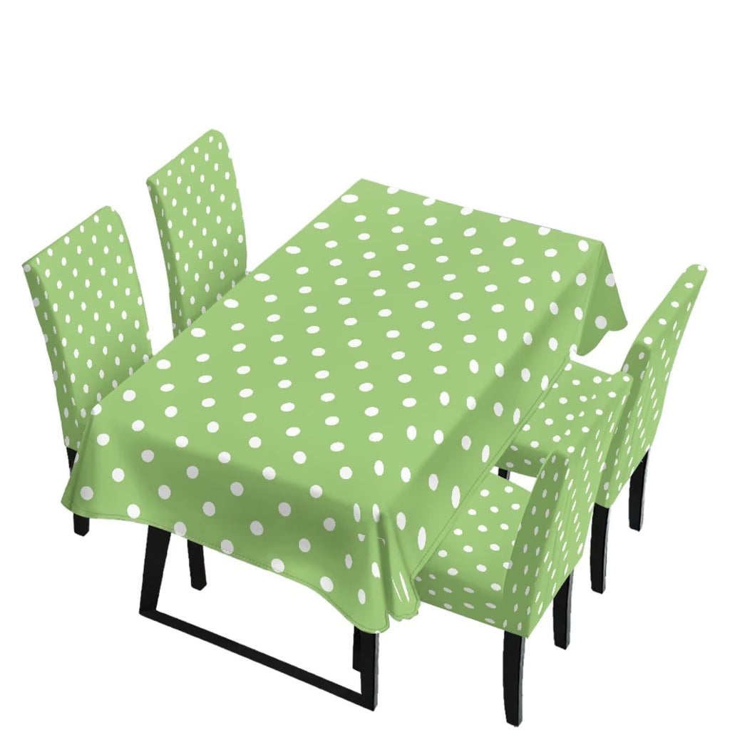 Palm Leaves Rectangular Table Cloth & Dining Chair Covers Set of 5, Stain Resistant Wipeable Chair Protectors for Farmhouse Rustic Home Kitchen Party Decor