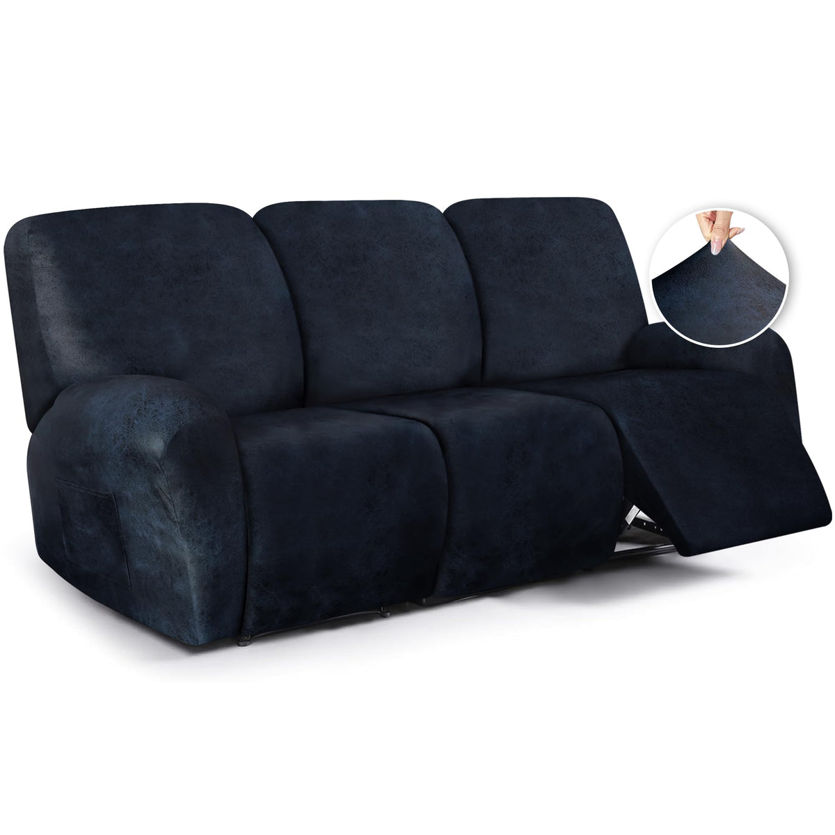 ANARACHON Leather Look Loveseat Recliner Cover, 6-Pieces Stretch Dual Recliner Sofa Covers, Soft Reclining Couch Slipcover, Washable Furniture Protector for Pets (2 Seater,256 Black)