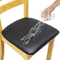 Leather Stretch Chair Seat Covers Waterproof Cushion (Black,4 PCS)