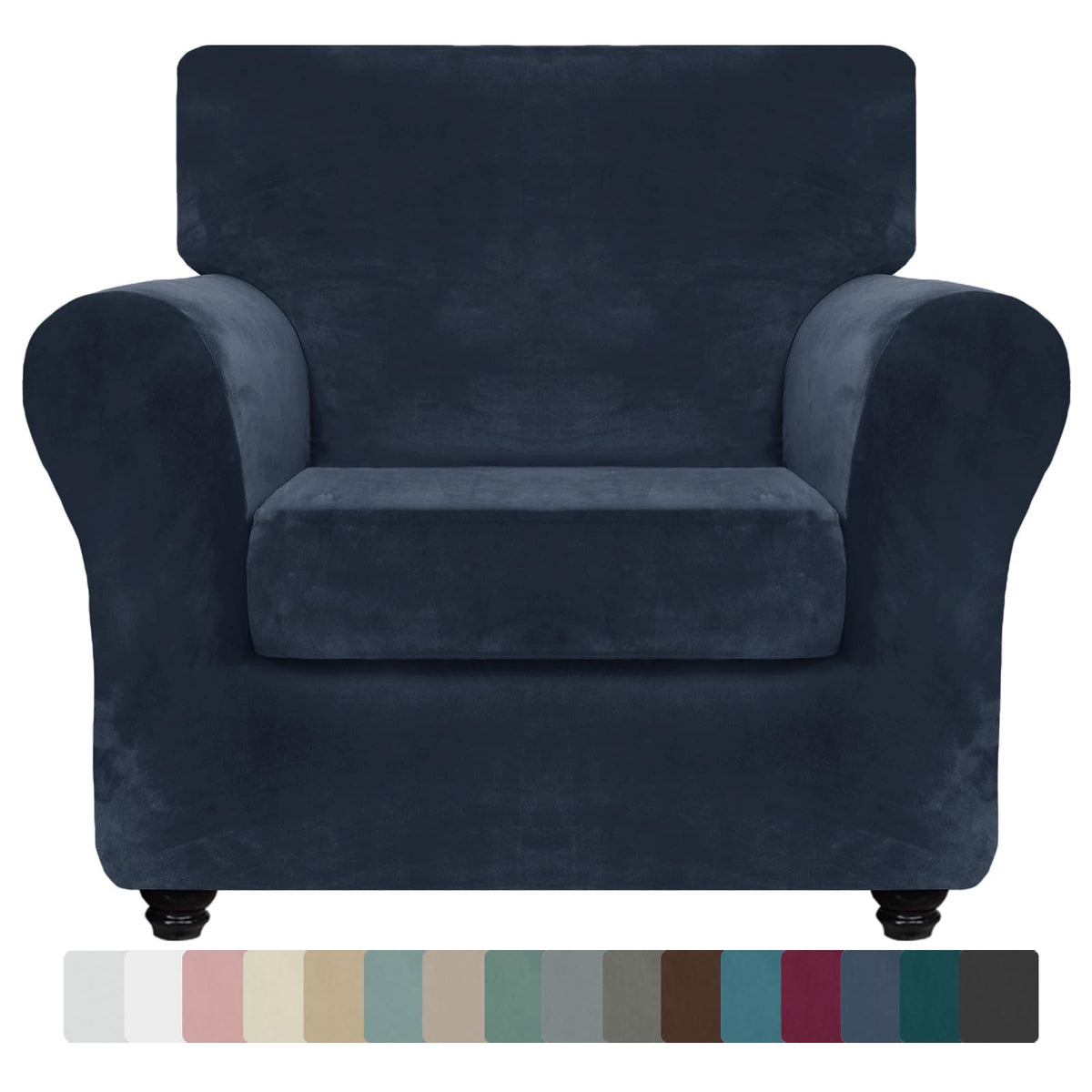 ZNSAYOTX 3-Piece Loveseat Slipcovers High Stretch Spandex Sofa Slip Cover Living Room Love Seat Couch Covers for 2 Cushion Couch Jacquard Small Checks Furniture Protector (Dark Grey, Loveseat)
