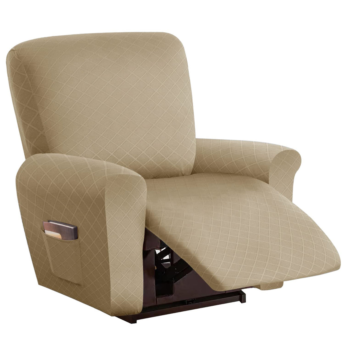 vctops Diamond Recliner Loveseat Slipcover 6-Pieces Stretch Dual Recliner Sofa Covers for 2 Seat Dual Reclining Loveseat Couch Soft Solid Furniture Protector (Dark Coffee,2 Seat)